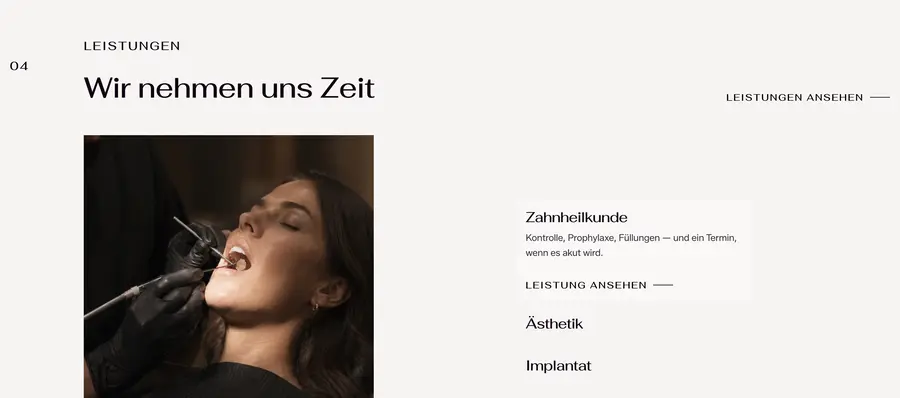 Ausschnitt der Musterseite von Zahnärzte am Mehlbeerenplatz