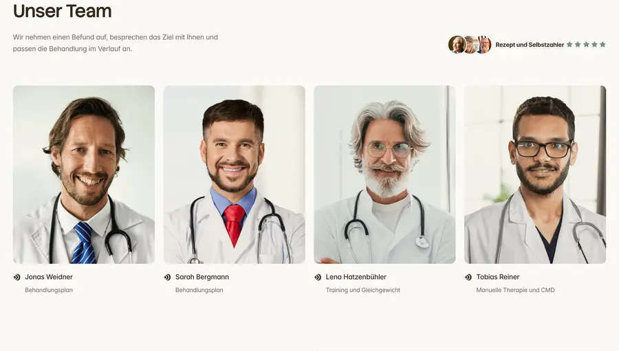 Ausschnitt der Musterseite von Physiotherapie Hatzenbühler