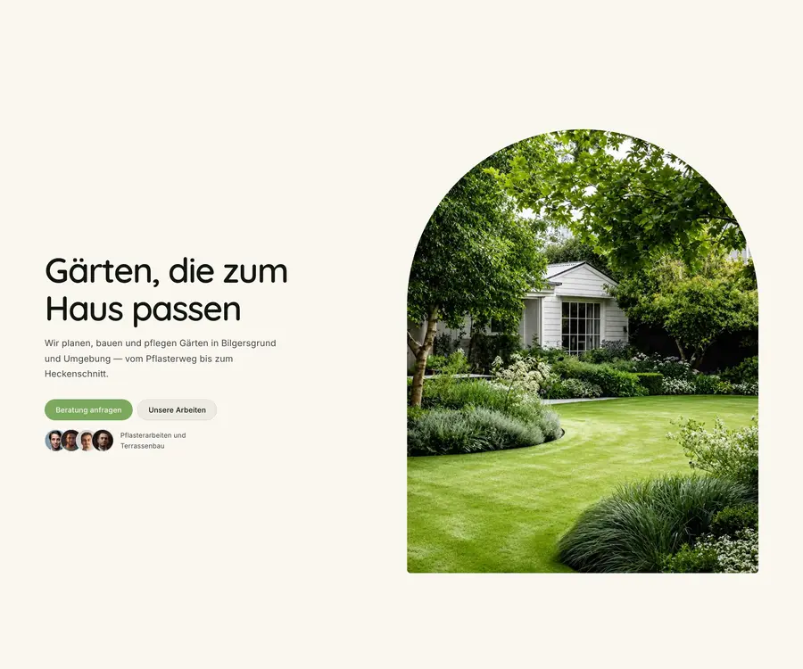 Ausschnitt der Musterseite von Gartenbau Kief