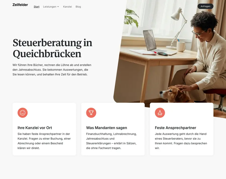 Ausschnitt der Musterseite von Kanzlei Zeilfelder & Partner