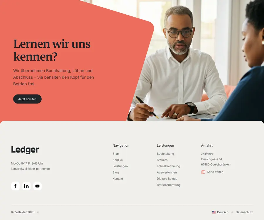 Ausschnitt der Musterseite von Kanzlei Zeilfelder & Partner