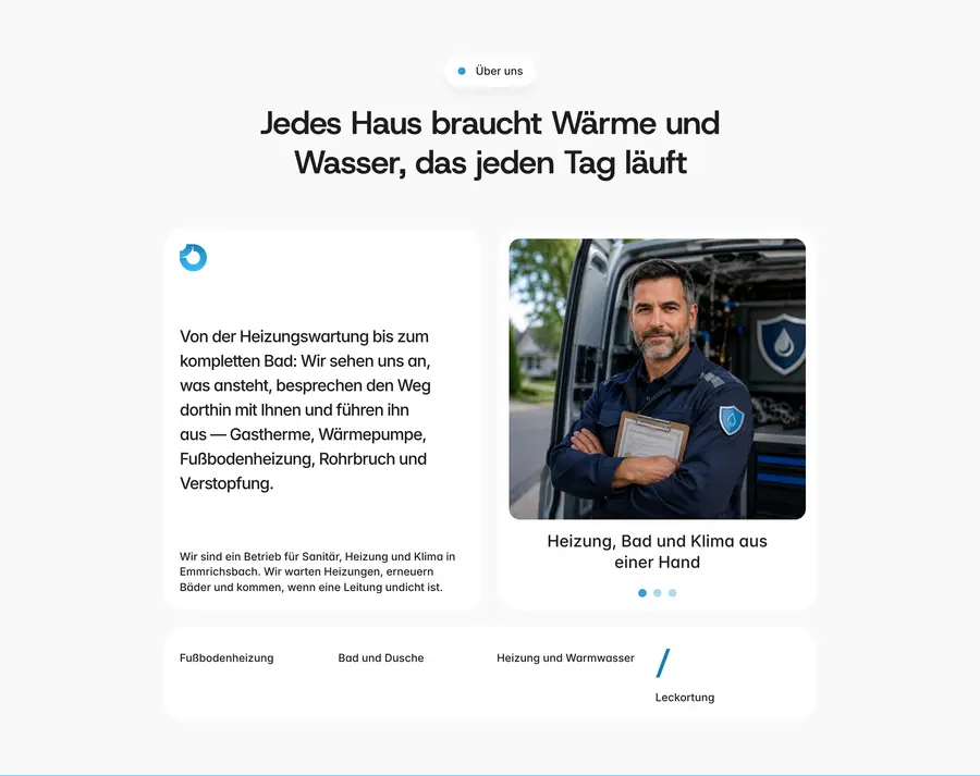 Ausschnitt der Musterseite von Haustechnik Bletzer
