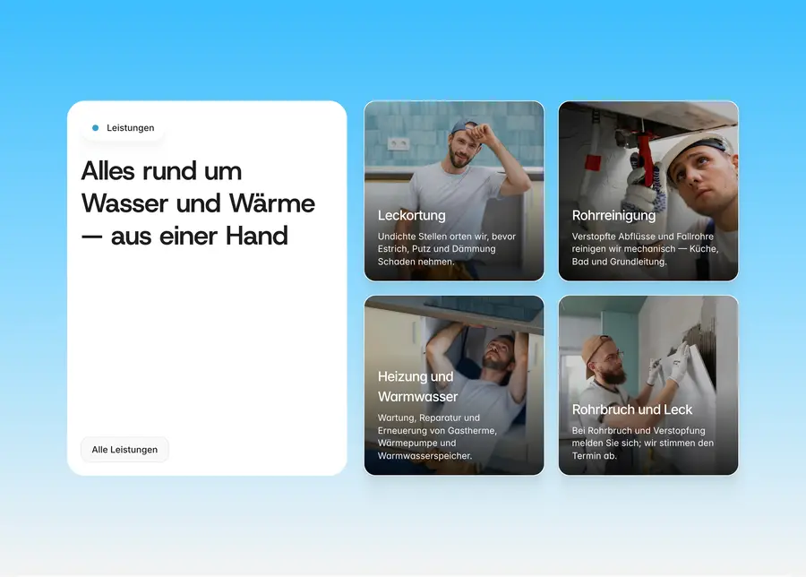 Ausschnitt der Musterseite von Haustechnik Bletzer