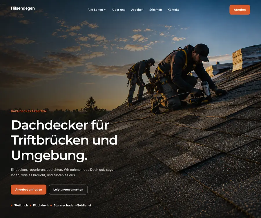 Ausschnitt der Musterseite von Bedachungen Hilsendegen