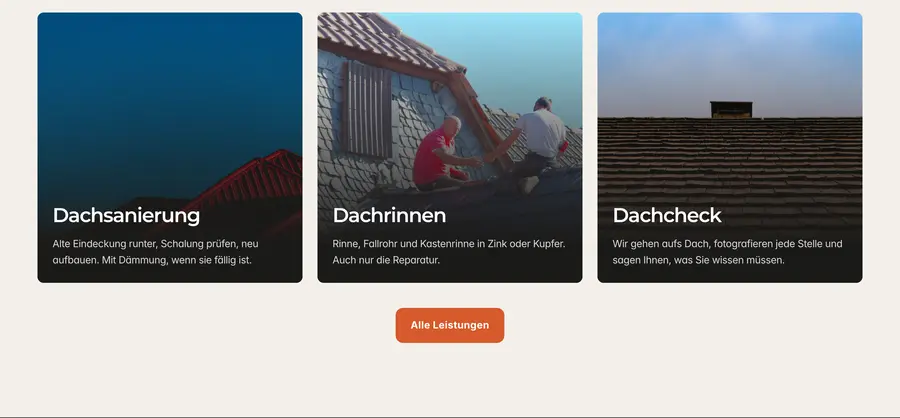 Ausschnitt der Musterseite von Bedachungen Hilsendegen