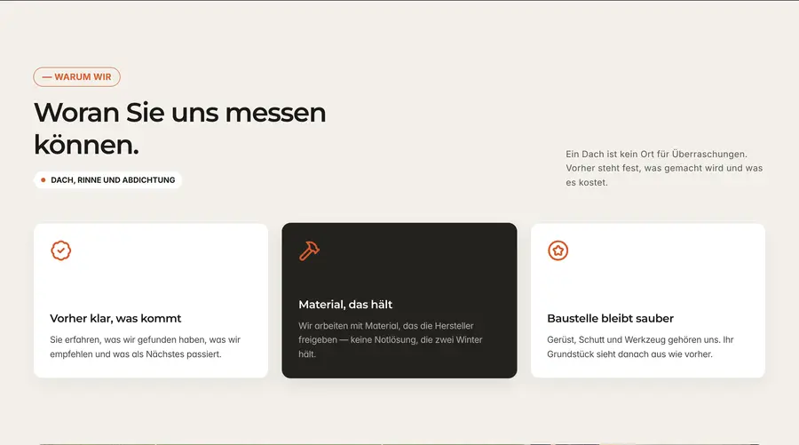 Ausschnitt der Musterseite von Bedachungen Hilsendegen
