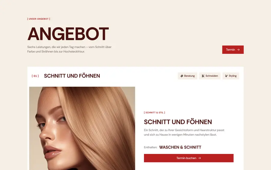 Ausschnitt der Musterseite von Salon Espenschied